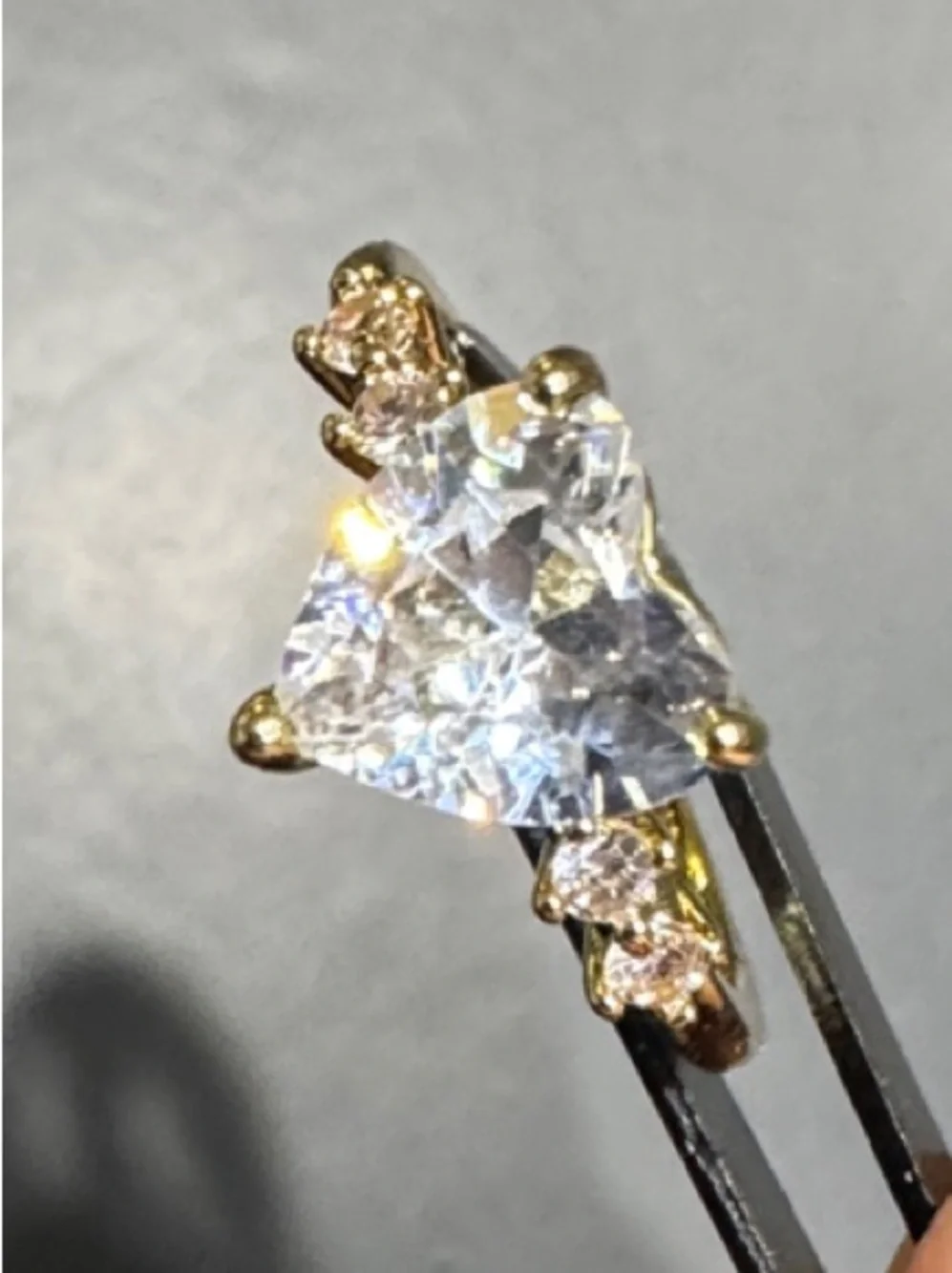 Gold Heart CZ Ring with Clear Heart Stone